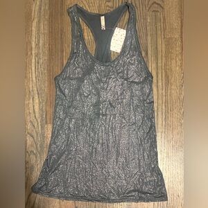 Free People Metallic Black Tank Top